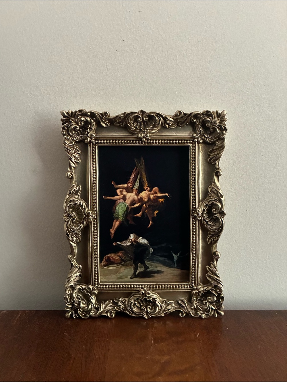Goya Witches Flight Framed Print 6.5x8 Ornate Gold Frame Halloween Witch Art